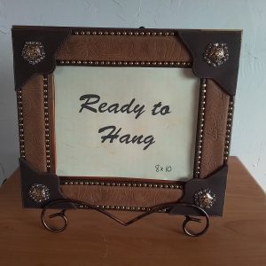 Embossed leather picture frame