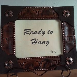 Embossed leather picture frame